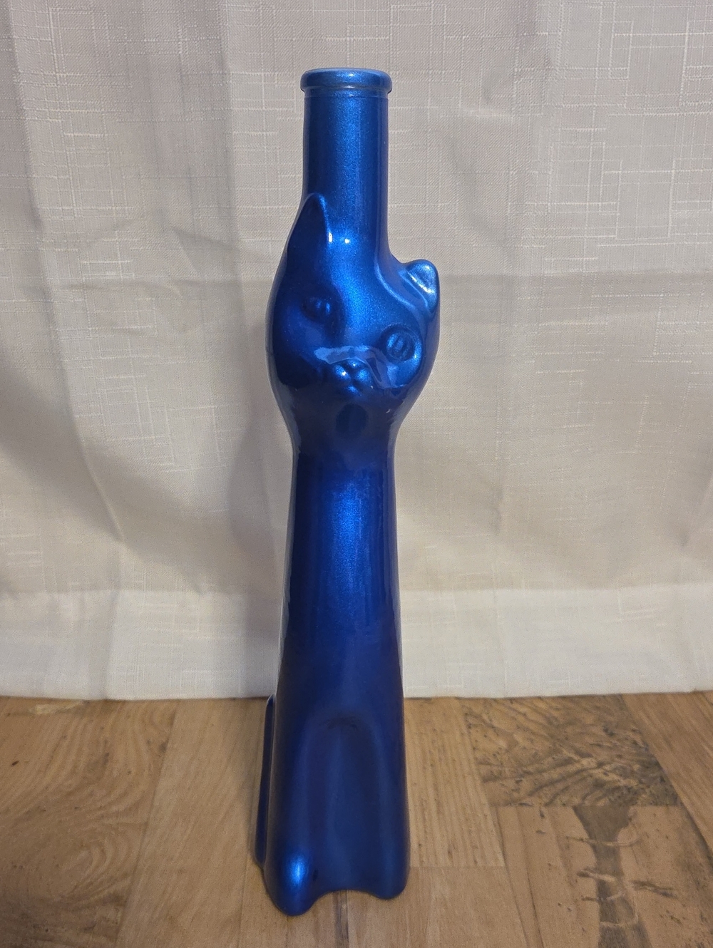 Moselland Happy Cat Rheinhessen Collection Empty Metallic Blue Bottle